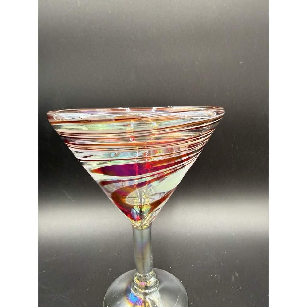 Hand Blown Pink White Orange Swirl Mexican Martini Glass – Recycled Art Glass